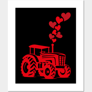 Tractor Cute Valentines Day Posters and Art